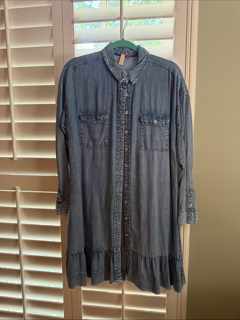 Pilcro Light Blue Denim Button-Front Long Sleeve Dress